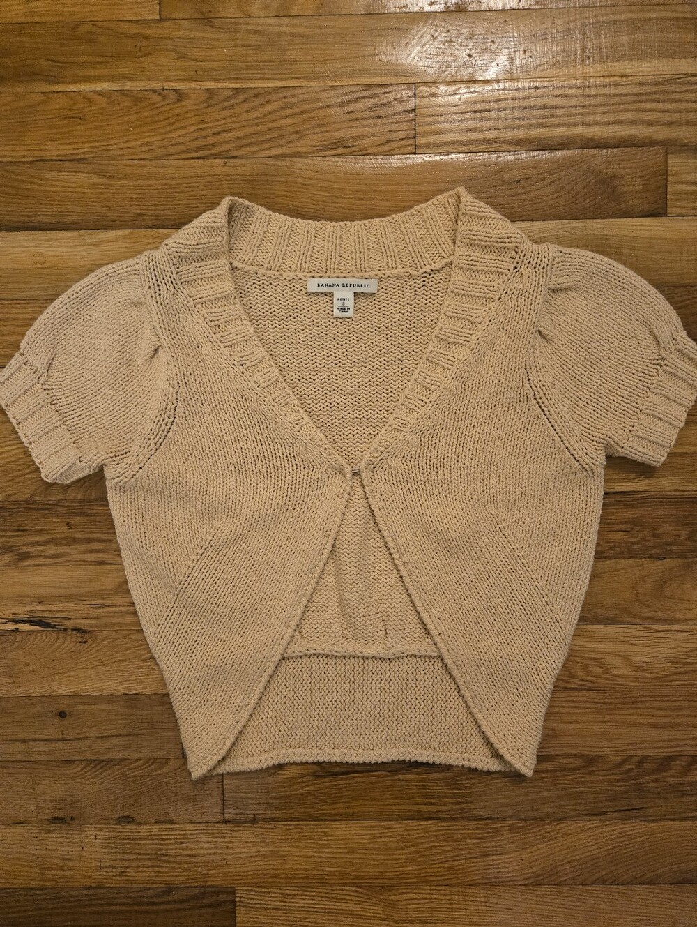 Vintage BANANA REPUBLIC Y2k 100% Cotton Knit Short Sleeve Shrug Small
